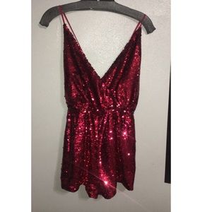Red Sequins Romper